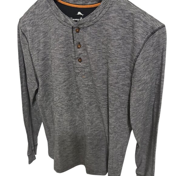 Tommy Bahama 1/4 Button Henley Shirt Men’s Large Gray Long Sleeve 60% Cotton,40 - Picture 2 of 6